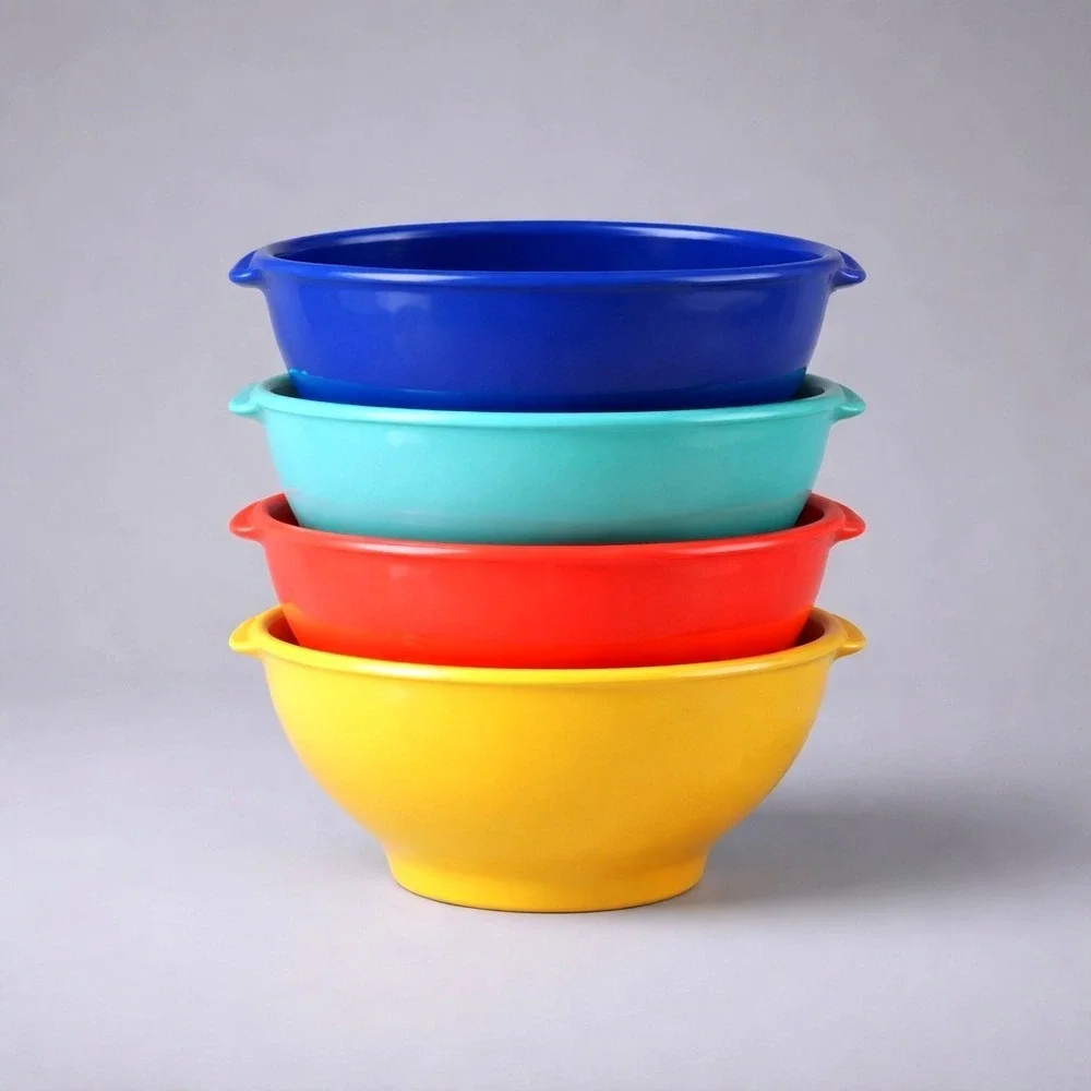 Himark‎ Ceramic Nesting Bowls Set of 4 Multicolor Good Retro Kitchenware